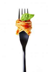 spaghetti on fork