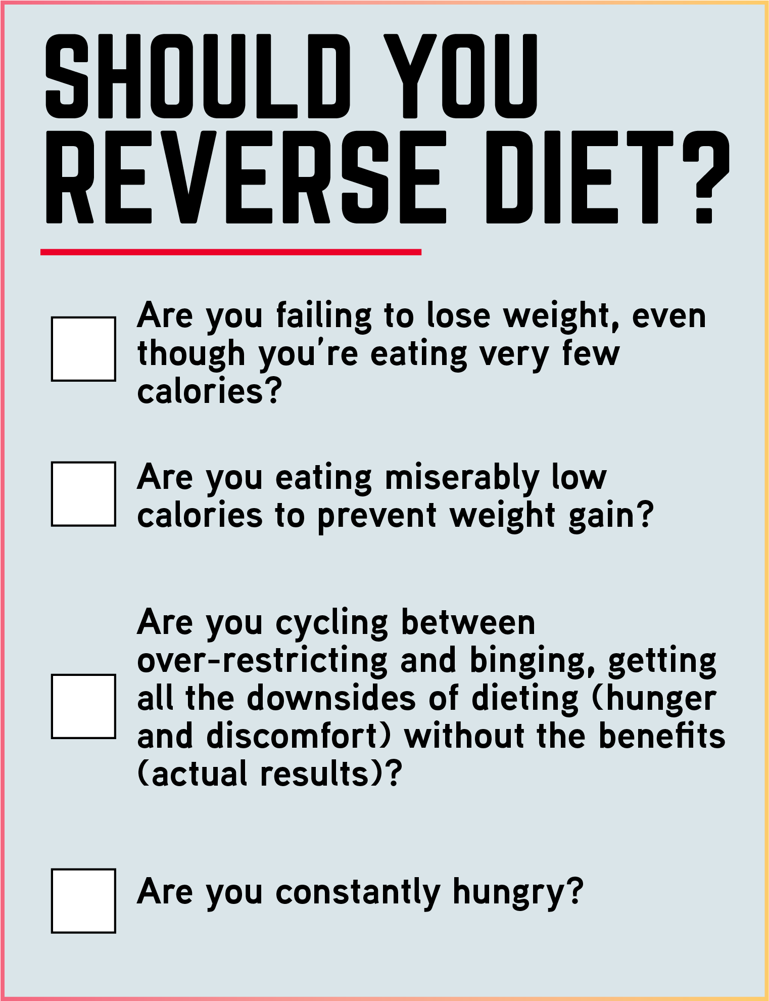 do i have to reverse diet